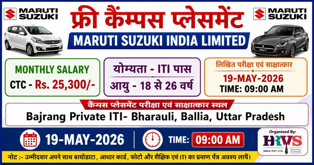 Maruti Suzuki Ballia Campus Placement 2026 official campus interview notification