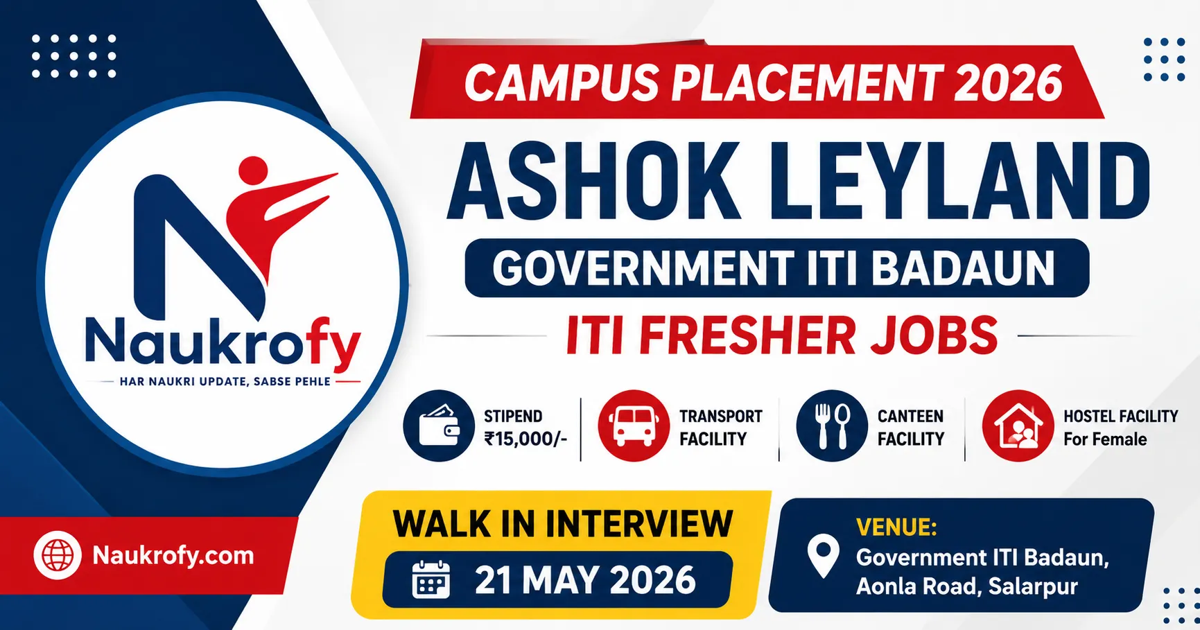 Ashok Leyland Campus Placement 2026 ITI Fresher Jobs