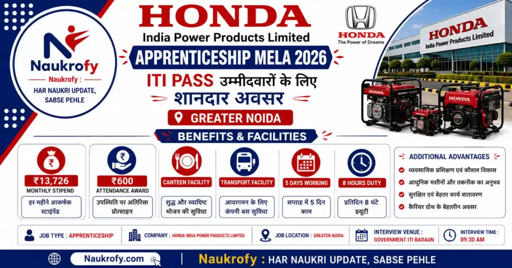 Honda India Power Products Apprenticeship Mela 2026 Facilities And Benefits
