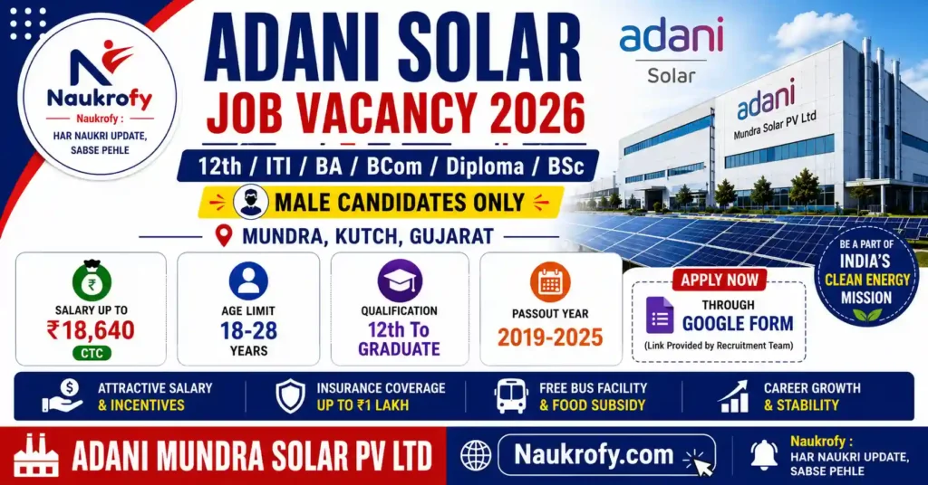 Adani Solar Job Vacancy 2026 Gujarat Recruitment Notification
