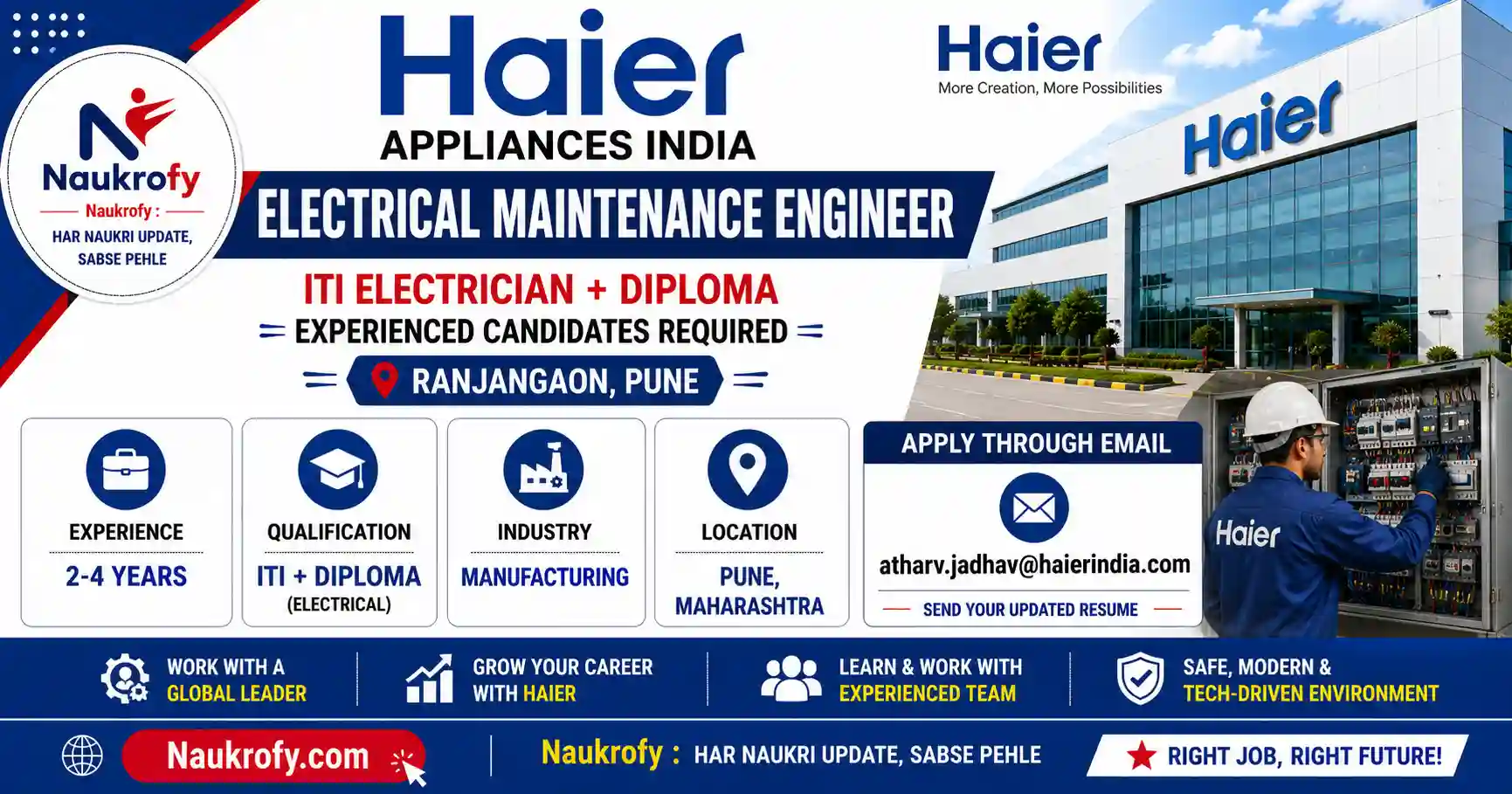 Haier Electrical Maintenance Engineer Recruitment 2026 Pune Job Vacancy