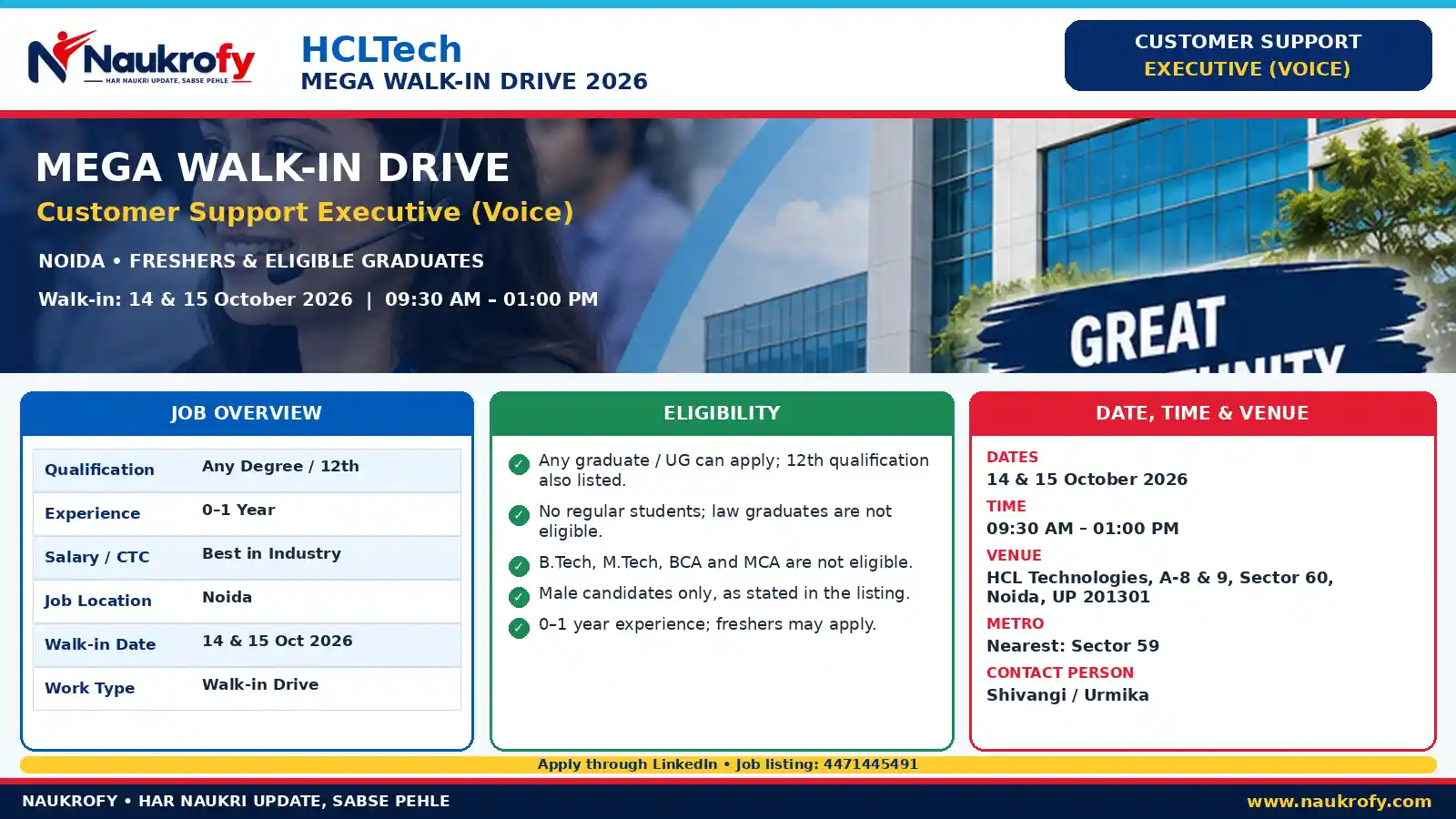 HCLTech Walk-In Drive 2026