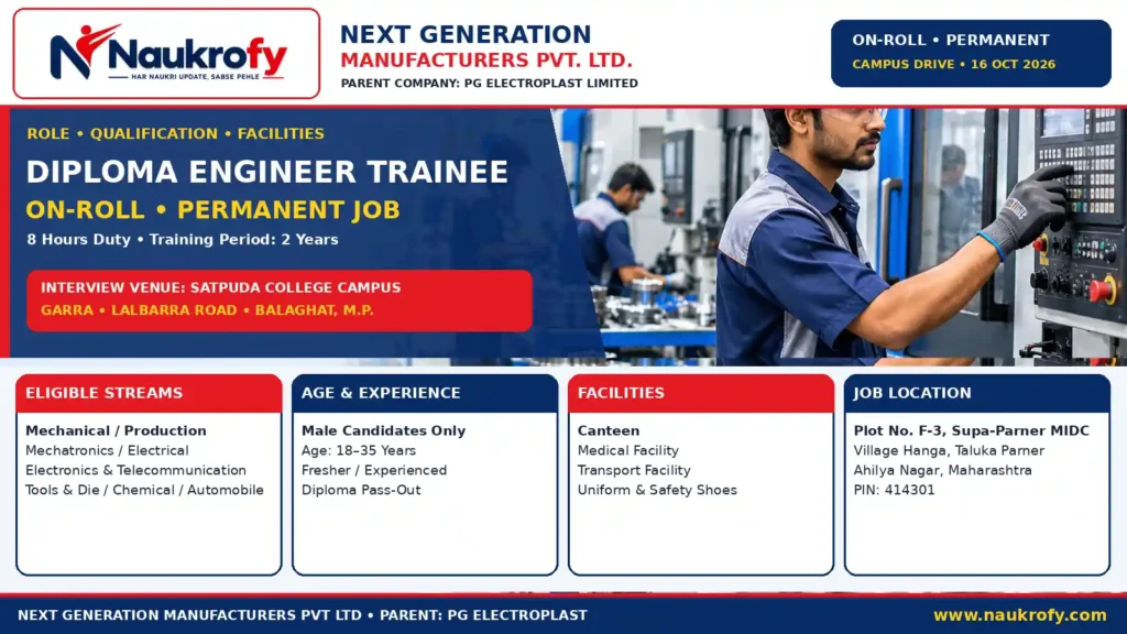 Next Generation Manufacturers DET salary qualification and company facilities