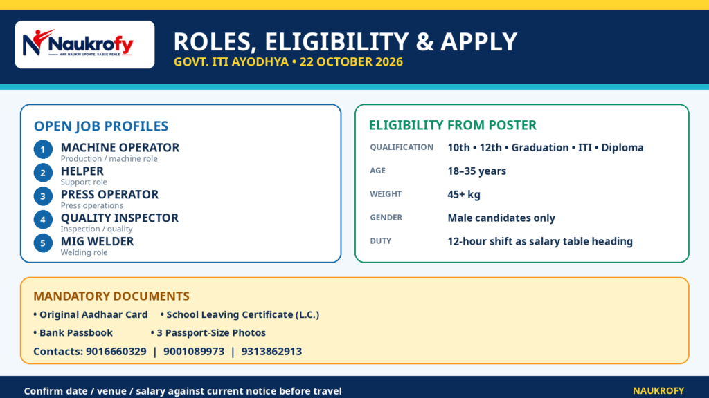 Vee Gee Auto Components Campus Placement 2026 eligibility documents contacts and Ayodhya venue