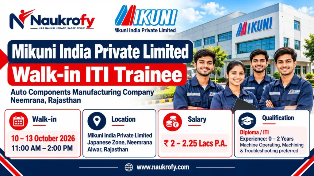 Mikuni India Walk-in ITI Trainee salary qualification and skills