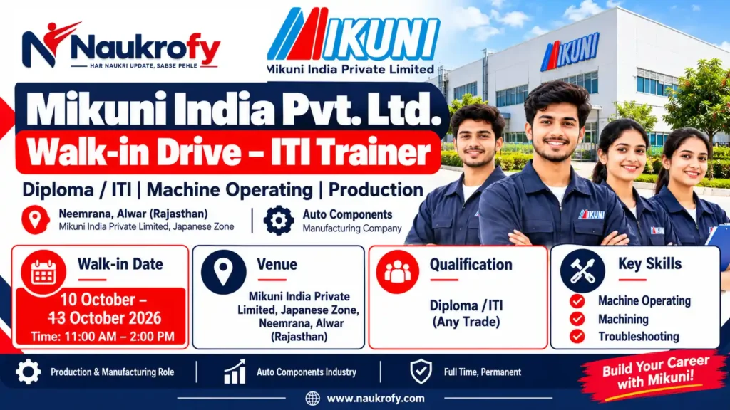 Mikuni India Walk-in ITI Trainee Neemrana Rajasthan